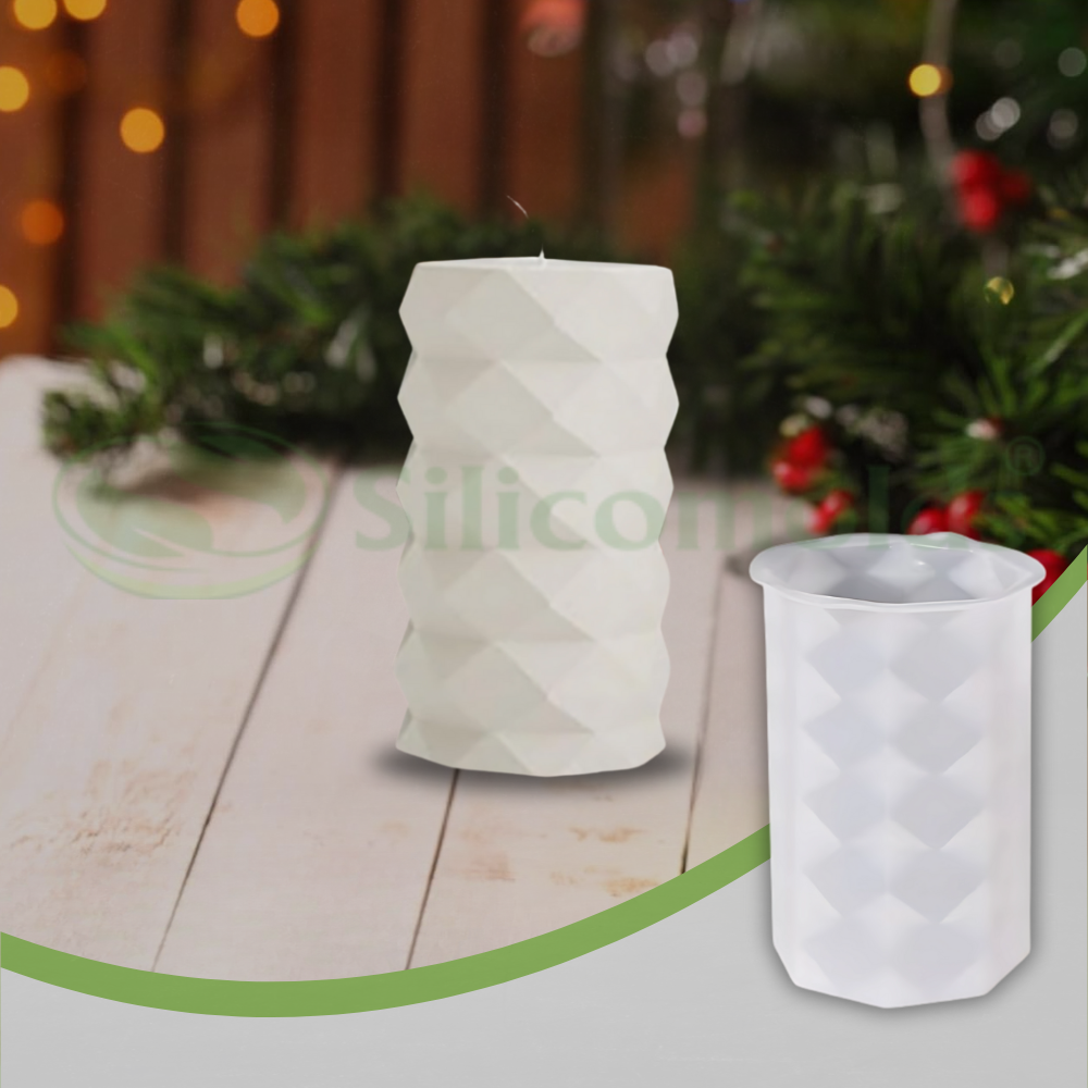 SILICOMOLDS - Diamond cylindrical candle Mold-CM021